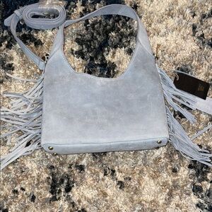 Elegant Soft Blue Fringe Shoulder Bag